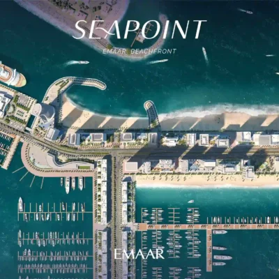 Experience the breathtaking aerial view of Seapoint Residences at Emaar Beachfront, where a bustling marina brims with elegant yachts and a graceful shoreline meanders alongside towering high-rises casting their shadows on the sun-kissed sands. The vibrant blue sea is dotted with charming boats, capturing the essence of luxury coastal living. Explore these stunning properties and more with Redlac Real Estate, your trusted partner in discovering premier real estate opportunities in Dubais most sought-after locales.